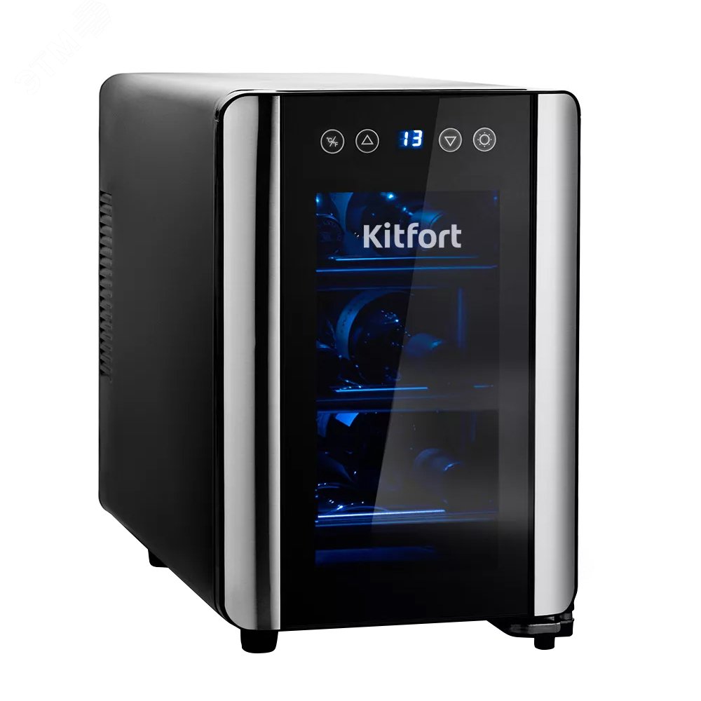 Изображение товара Винный шкаф KT-2401 18 л черный с сенсорной панелью и подсветкой