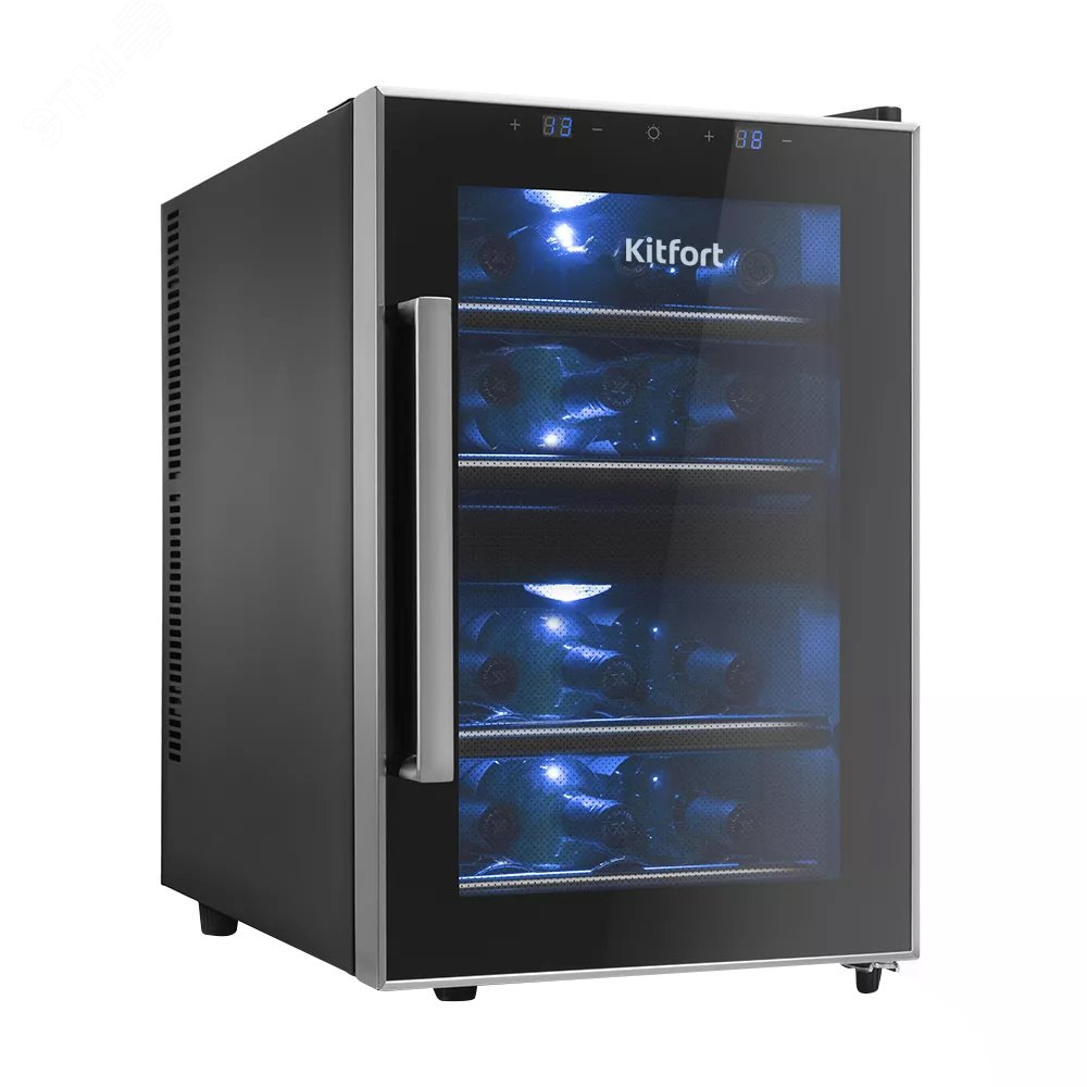 Изображение товара Винный шкаф Kitfort КТ-2405 черного цвета с 2 климатическими зонами