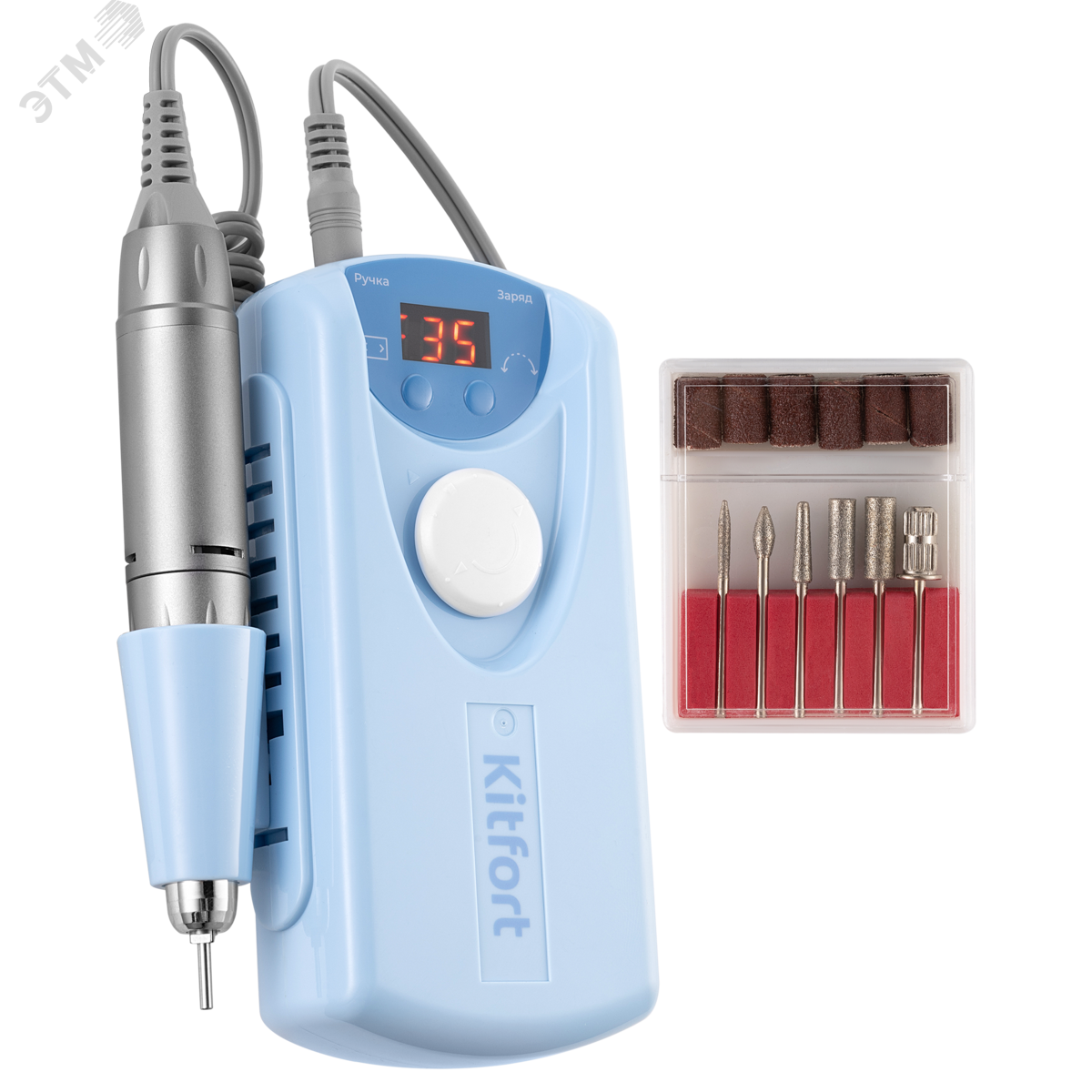 Изображение товара Портативный аппарат для маникюра педикюра KT-3157-1 20 Вт голубой с аккумулятором