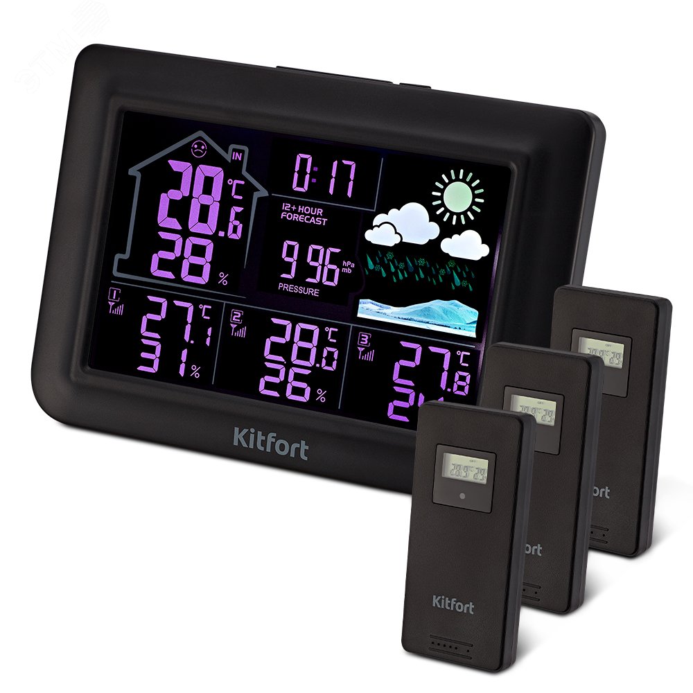 Изображение товара Метеостанция KT-3320, мощность 6 Вт, цвет черный (шт)