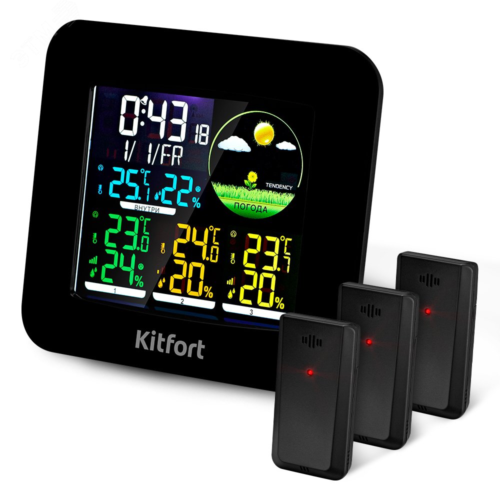 Изображение товара Метеостанция KT-3321 с датчиками, подсветкой и будильником