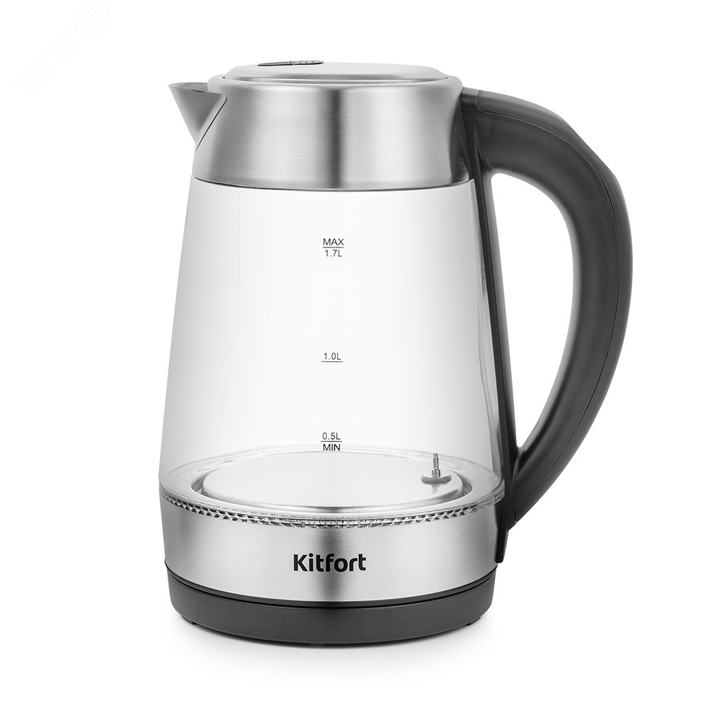 Чайник KT-6107, объем 1,7 л, мощность 2200 Вт, цвет черно-серебристый ...