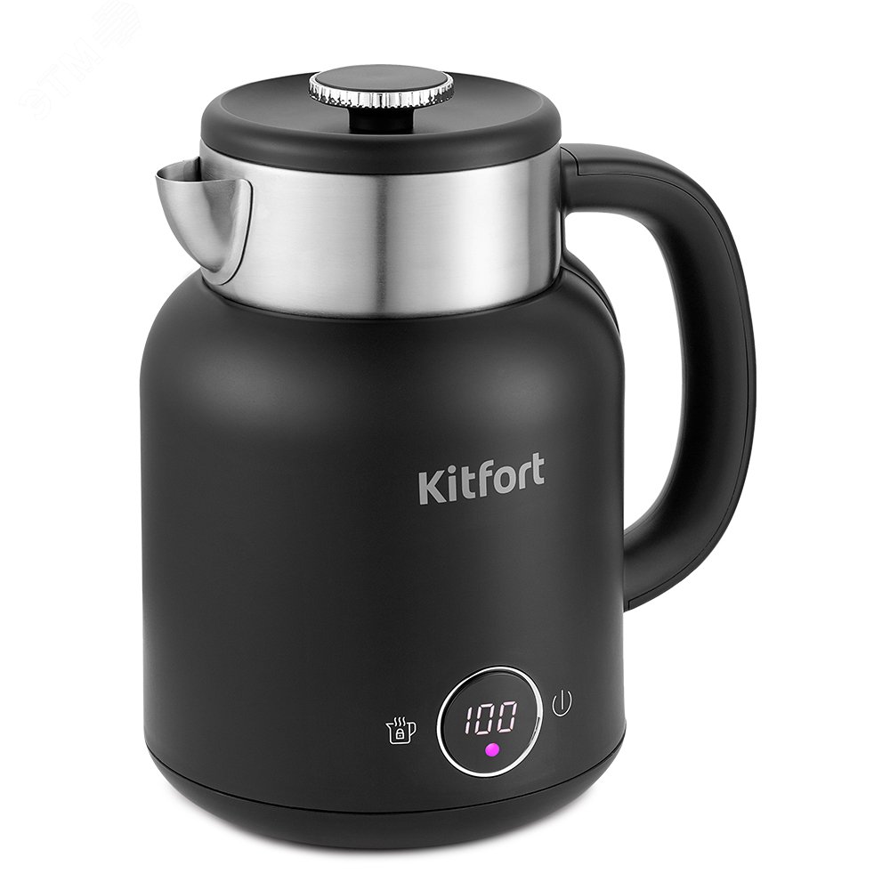 Изображение товара Электрический чайник KT-6196-1 с электронным терморегулятором 1.5 л черный