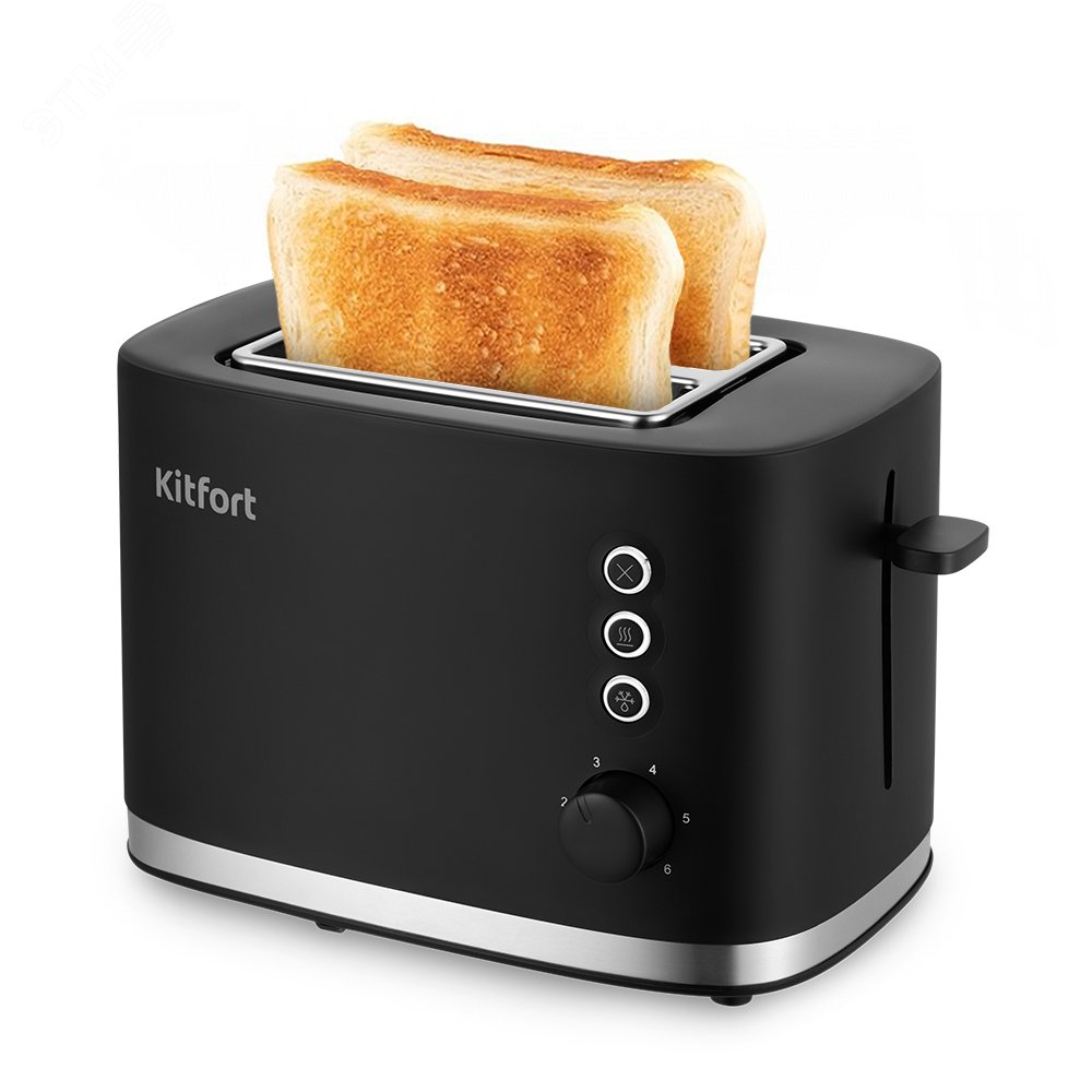 Изображение товара Электрический тостер Kitfort КТ-6217 с регулировкой обжарки 870 Вт черный