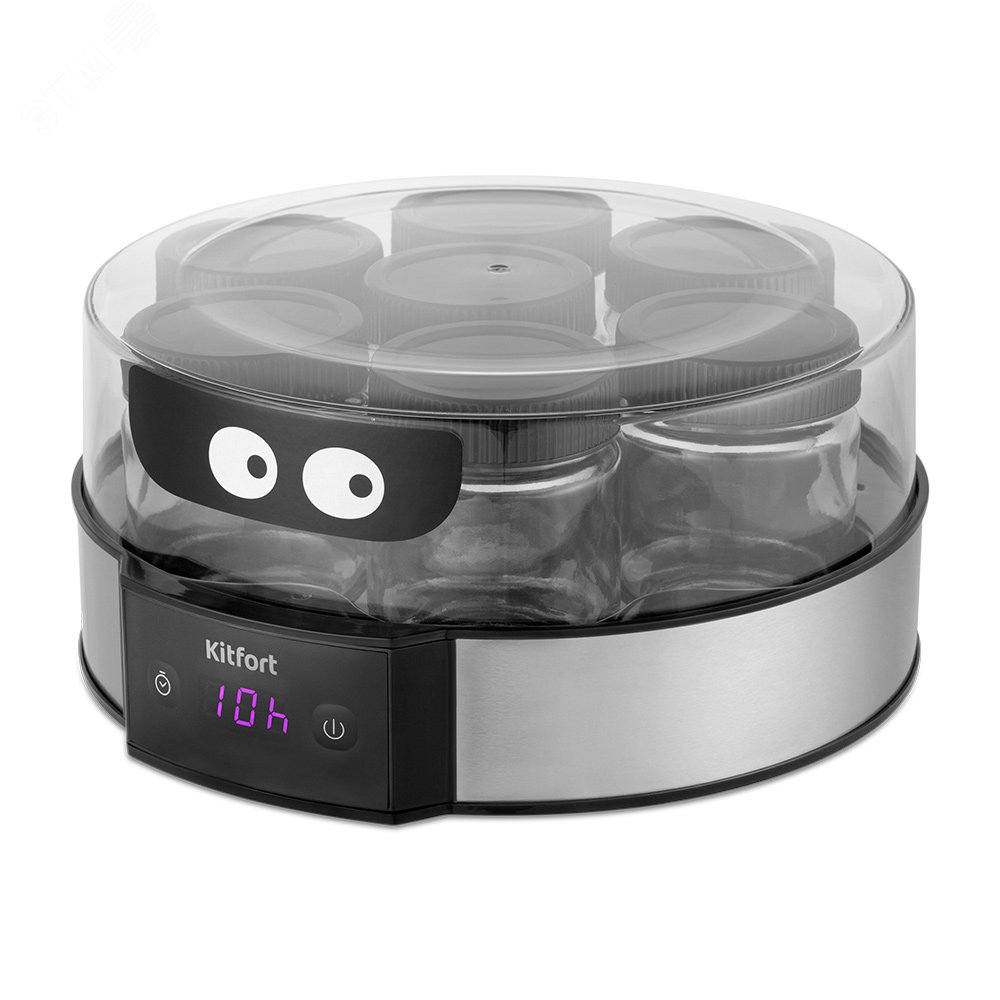 Изображение товара Йогуртница KT-6295, объем 190 мл, мощность 20 Вт, цвет черно-серебристый (шт)