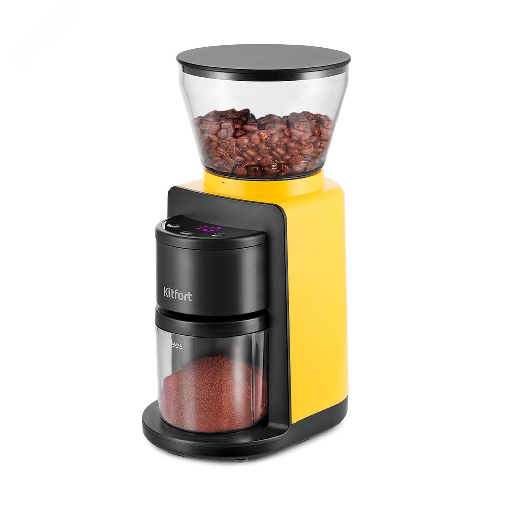 Кофемолка KT-7209-1, мощность 180 Вт, цвет черно-желтый КТ-7209-1 KITFORT - превью