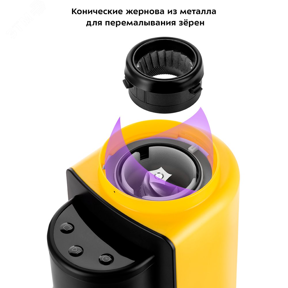 Кофемолка KT-7209-1, мощность 180 Вт, цвет черно-желтый КТ-7209-1 KITFORT - превью 6