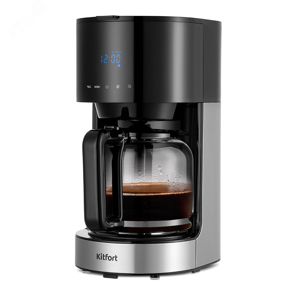 Изображение товара Кофеварка капельная KITFORT КТ-7297 1,5л черно-серебристая мощность 900 Вт