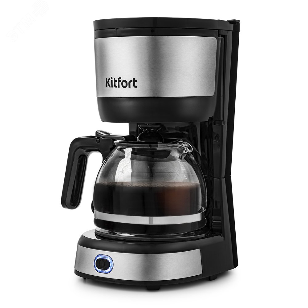 Кофеварка KT-730, объем0,6 л, мощность 750 Вт, цвет черно-серебристый КТ-730 KITFORT - превью