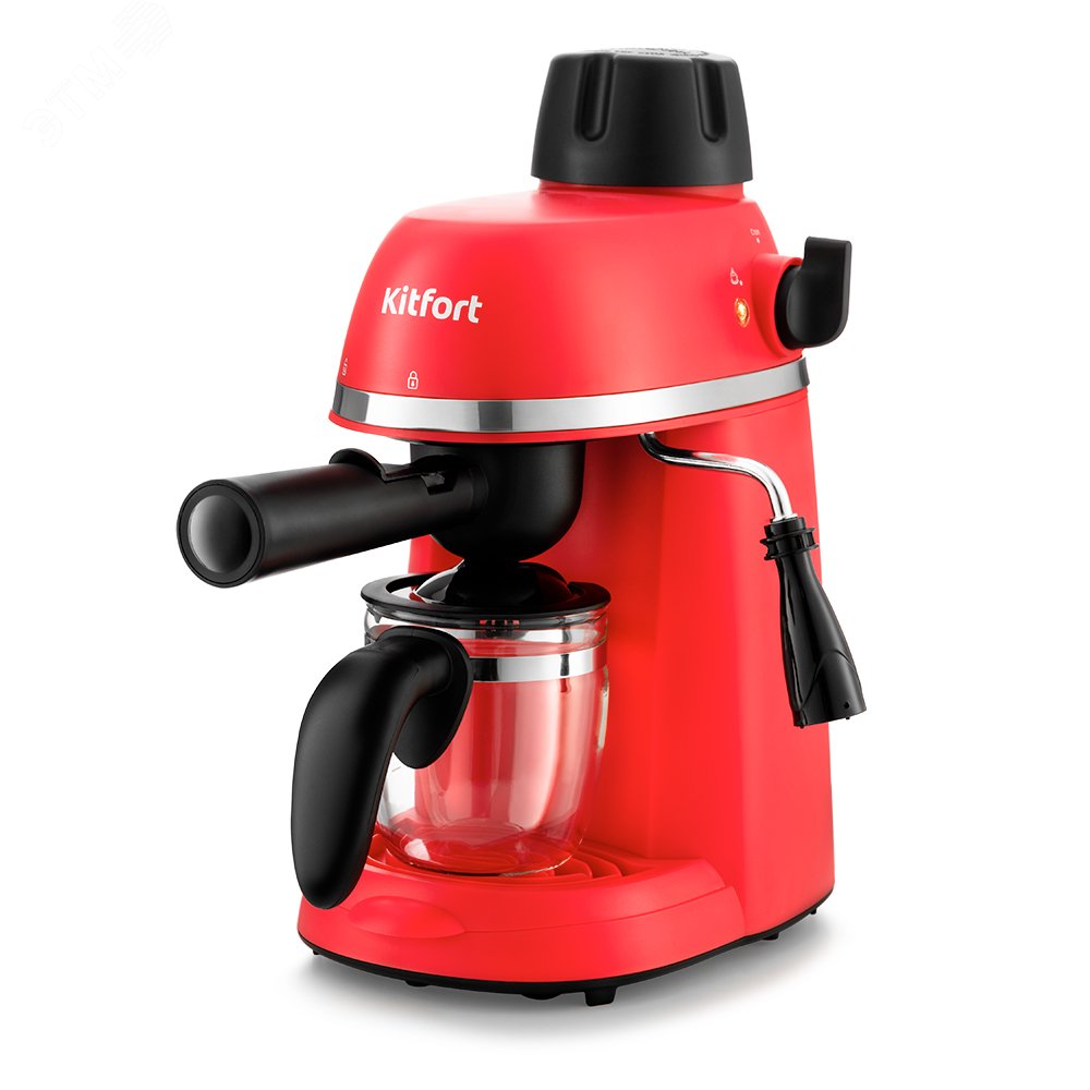 Изображение товара Кофеварка KT-760-1 рожковая 4 чашки взбивание молока горячий пар красная