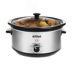 Изображение товара Медленноварка KT-207, объем 3,5 л, мощность 200 Вт, цвет черно-серебристый (шт)