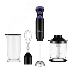 Изображение товара Блендер погружной 3 в 1 KT-3041-1, мощность 350 Вт, цвет черно-фиолетовый (шт)
