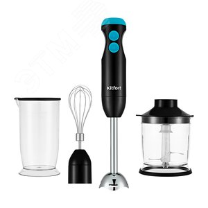 Изображение товара Блендер погружной 3 в 1 KT-3041-3, мощность 350 Вт, цвет черно-бирюзовый (шт)