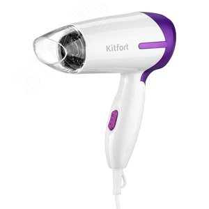 Изображение товара Фен складной KT-3209, мощность 850 Вт, цвет бело-фиолетовый (шт)