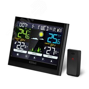 Изображение товара Метеостанция KT-3318, мощность 0,3 Вт, цвет черный (шт)