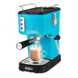 Кофеварка KT-7180-2, объем 1,2 л, мощность 1100 Вт, цвет черно-бирюзовый