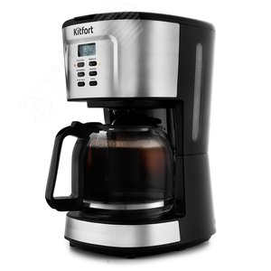Кофеварка KT-727, объем 1,5 л, мощность 900 Вт, цвет черно-серебристый
