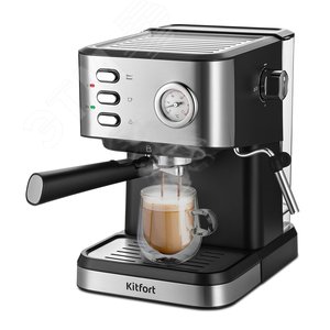 Кофеварка KT-7293, объем 1,5 л, мощность 1050 Вт, цвет черно-серебристый