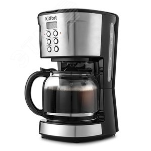 Кофеварка KT-731, объем 1,6 л, мощность 900 Вт, цвет черно-серебристый