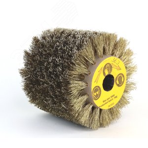 Изображение товара Щетка Д110x100x19+4 паза, ворс корд латунир-я сталь 0,30 по дереву для щеточных шлиф машин с валом Д19+4 (3-363) (шт)