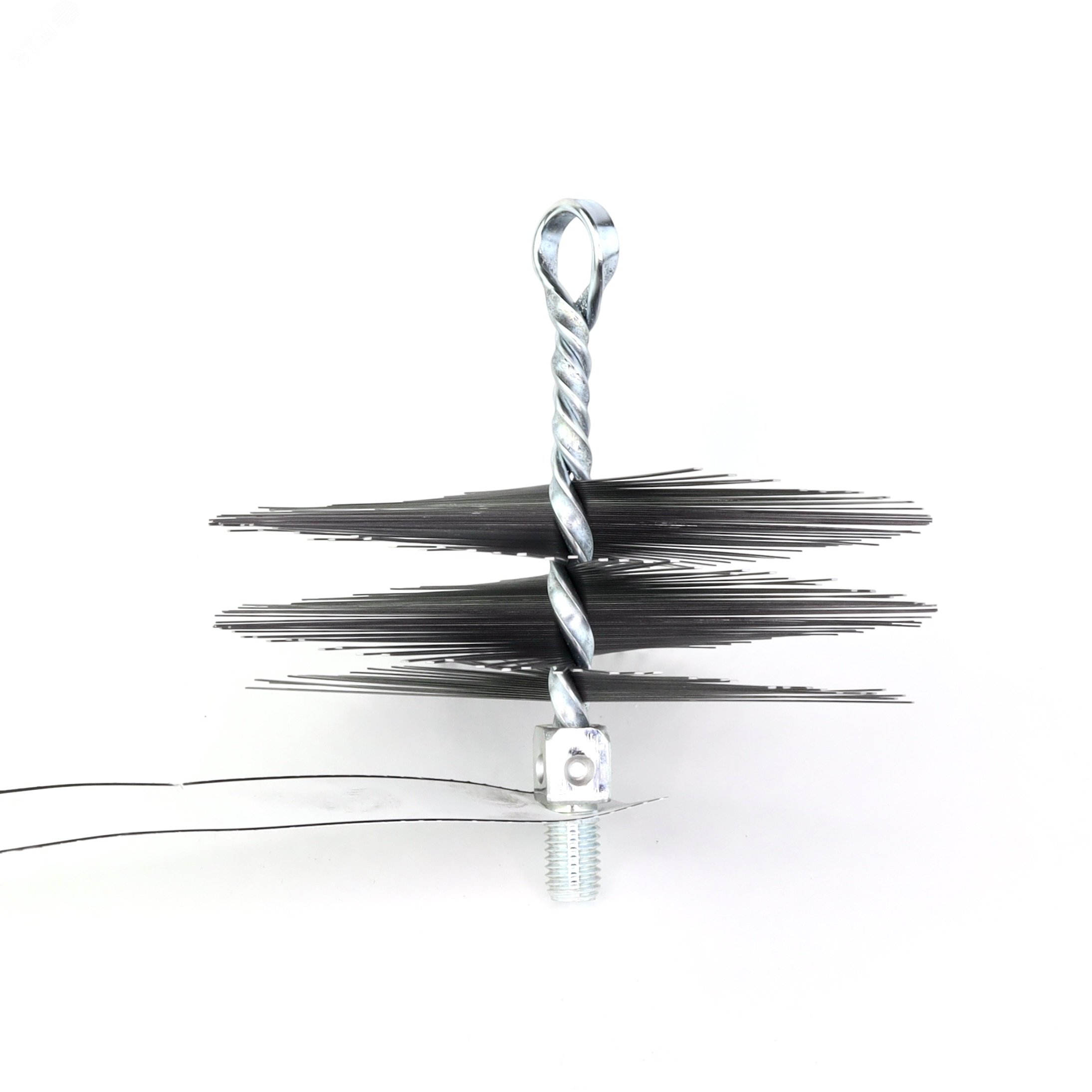 Изображение товара Щетка ерш д180x60x140 из плоской стали с резьбой М12 для очистки котлов труб и дымоходов