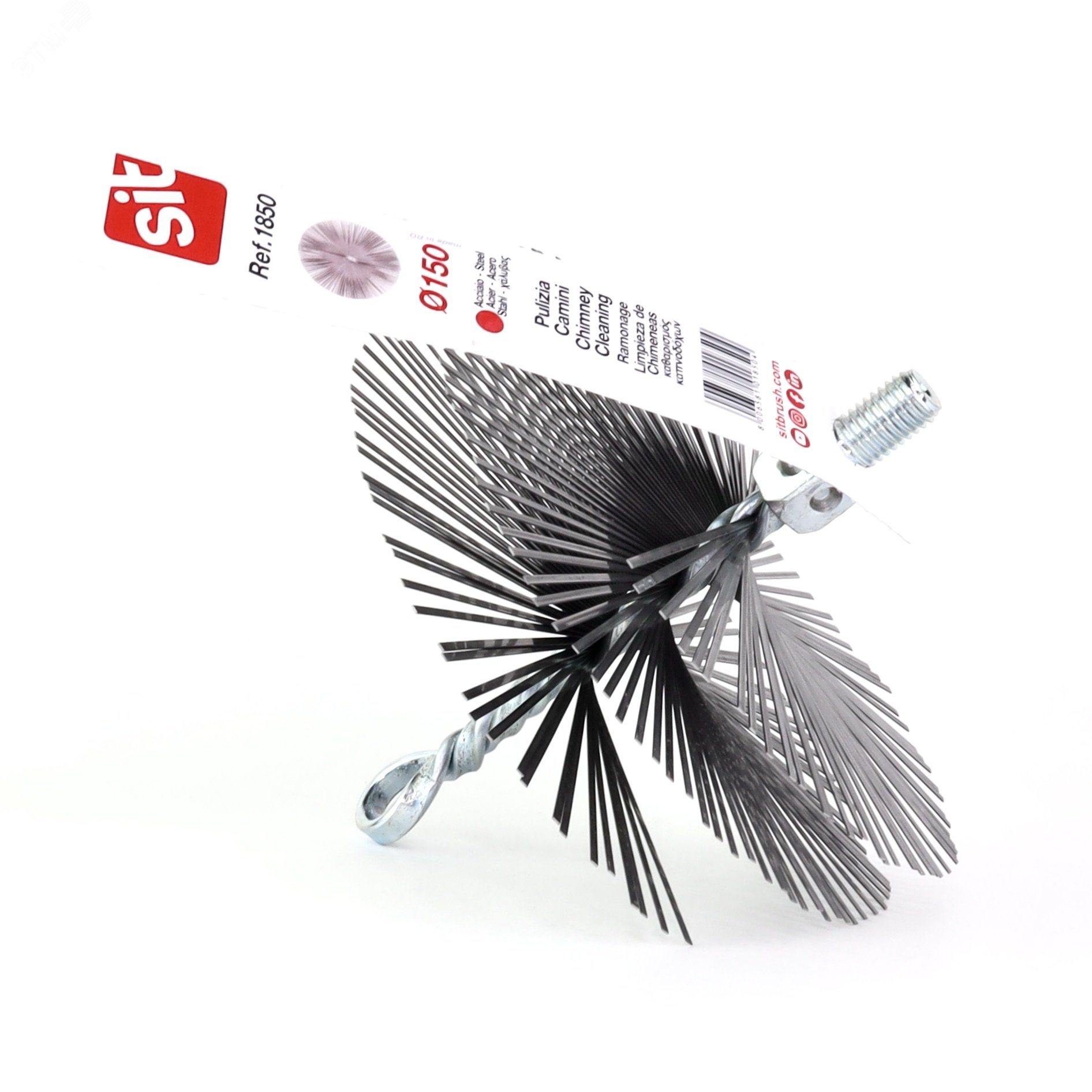 Изображение товара Щетка ерш д150x60x140, плоская сталь 1,80x0,45, м12 очистка котлов теплообменников дымоходов труб отверстий (шт)