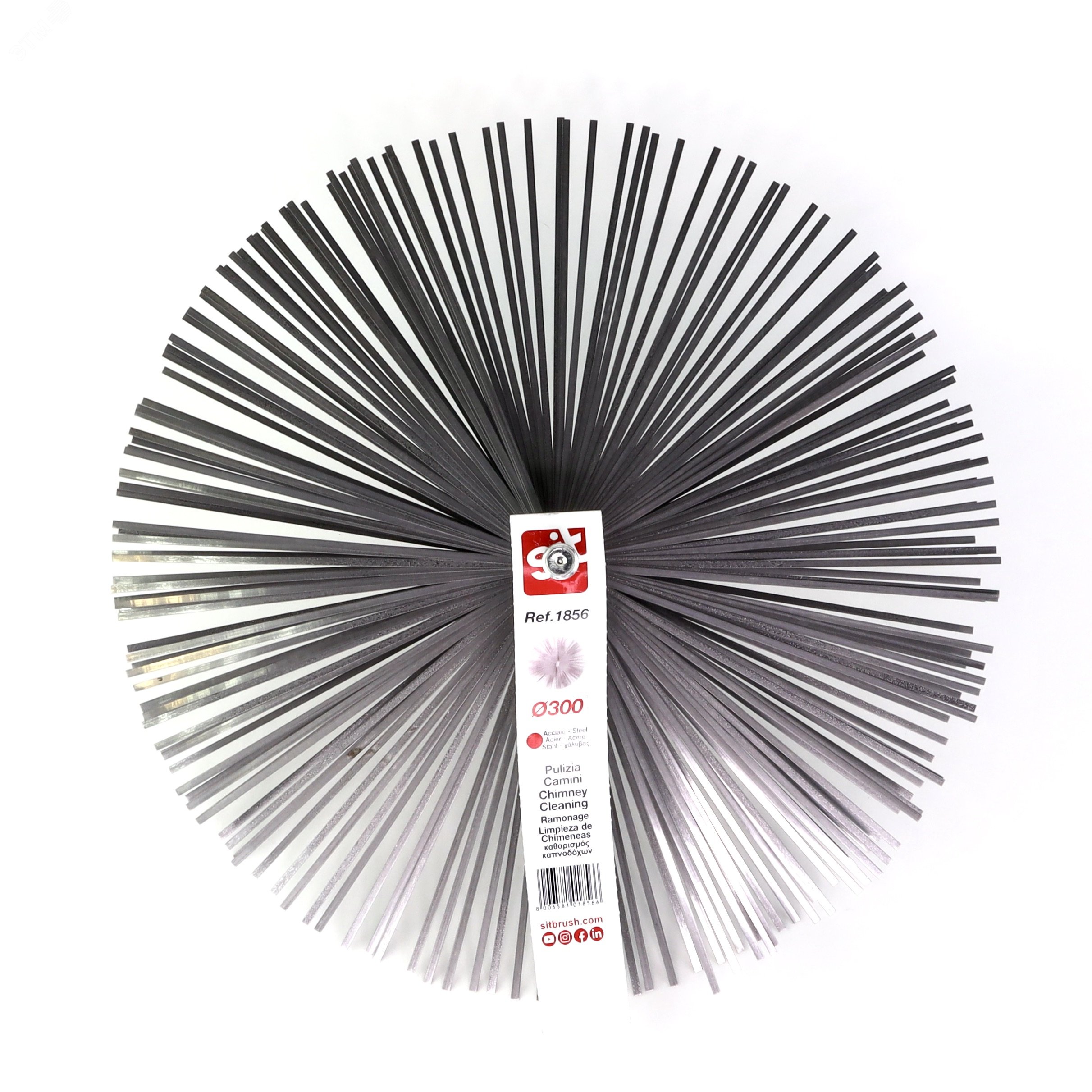 Изображение товара Щетка ерш д300x60x140, плоская сталь 3,00x0,40, м12 очистка котлов теплообменников дымоходов труб отверстий (шт)