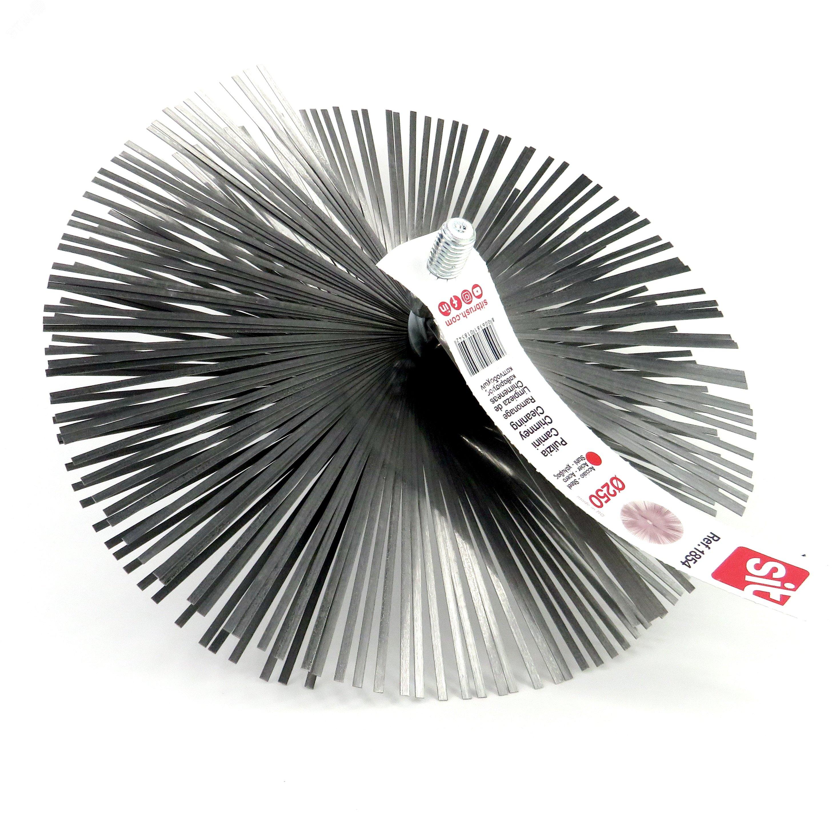 Изображение товара Щетка ерш д250x60x140, плоская сталь 3,00x0,40, м12 очистка котлов теплообменников дымоходов труб отверстий (шт)