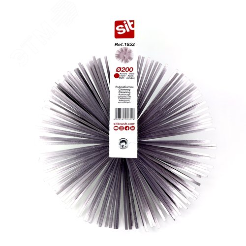 Изображение товара Щетка ерш д200x60x140, плоская сталь 3,00x0,40, м12 очистка котлов теплообменников дымоходов труб отверстий (шт)