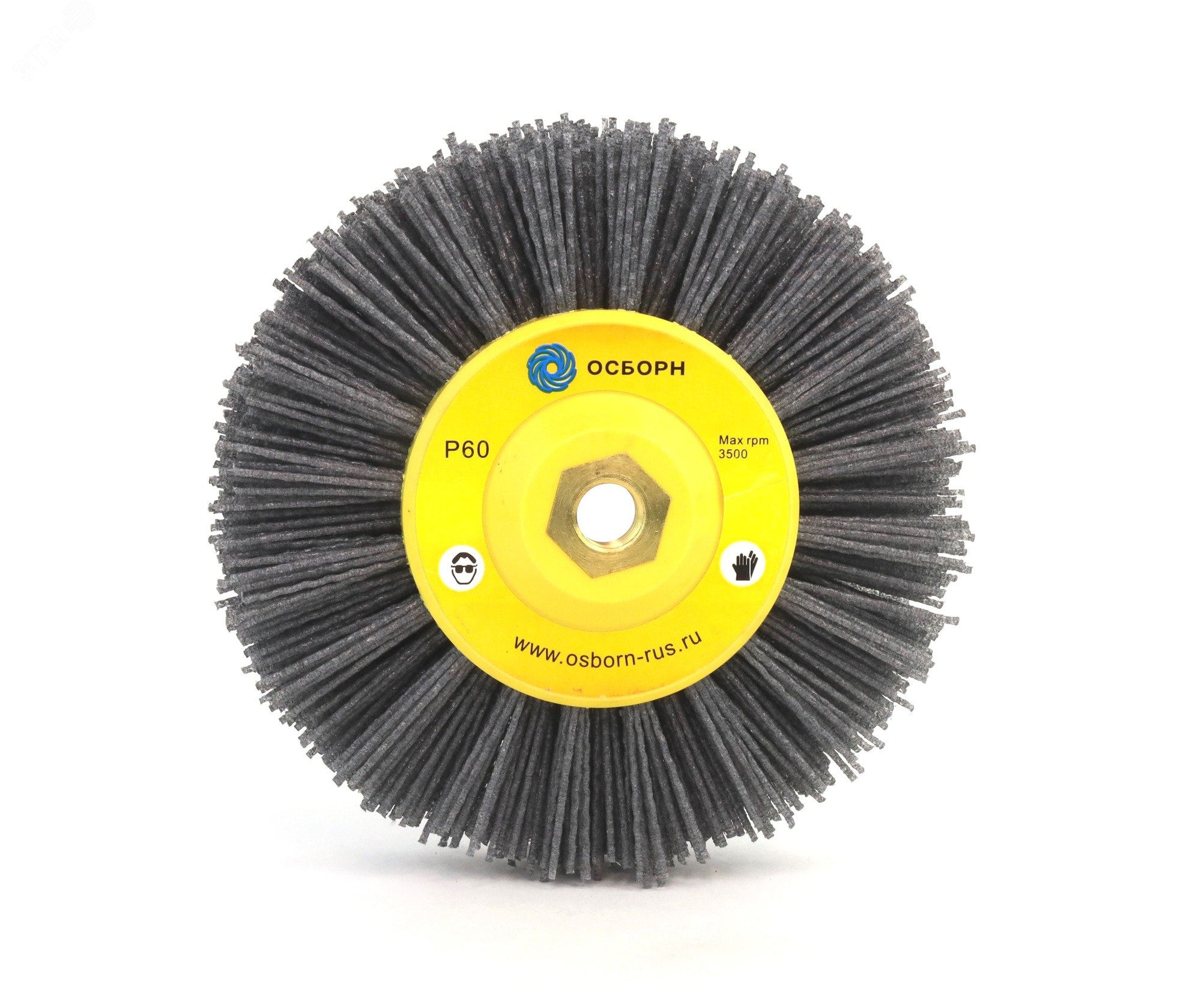 Изображение товара Щетка дисковая Д150x40xM14, ворс полимер абразив P60 по дереву для УПМ УШМ (болгарка) (6-011) (шт)