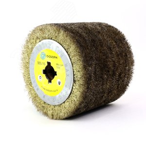 Изображение товара Щетка мягкая валик Д120x100x19, ворс гофр латунир-я сталь 0,15 по дереву для щеточных шлиф машин с валом Д19+4 (6-032) (шт)