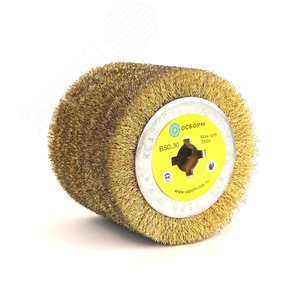 Изображение товара Щетка валик Д120x100x19, ворс гофр латунир-я сталь 0,30 по дереву для щеточных шлиф машин с валом Д19+4 (6-031) (шт)