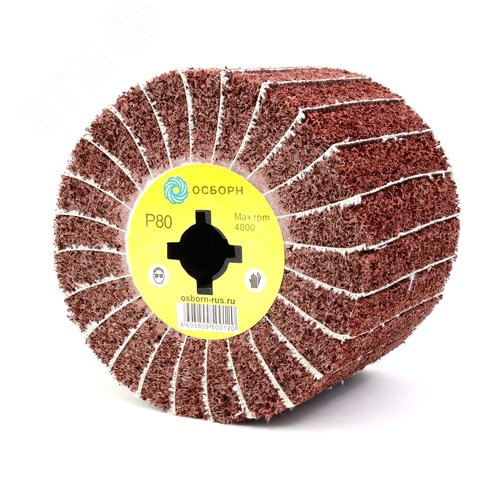 Изображение товара Валик Д120x100x19+4 паза, шлифовальная ткань + нетканый материал с абразивом P80 Coarse по дереву для щеточных шлиф машин (6-066) (шт)