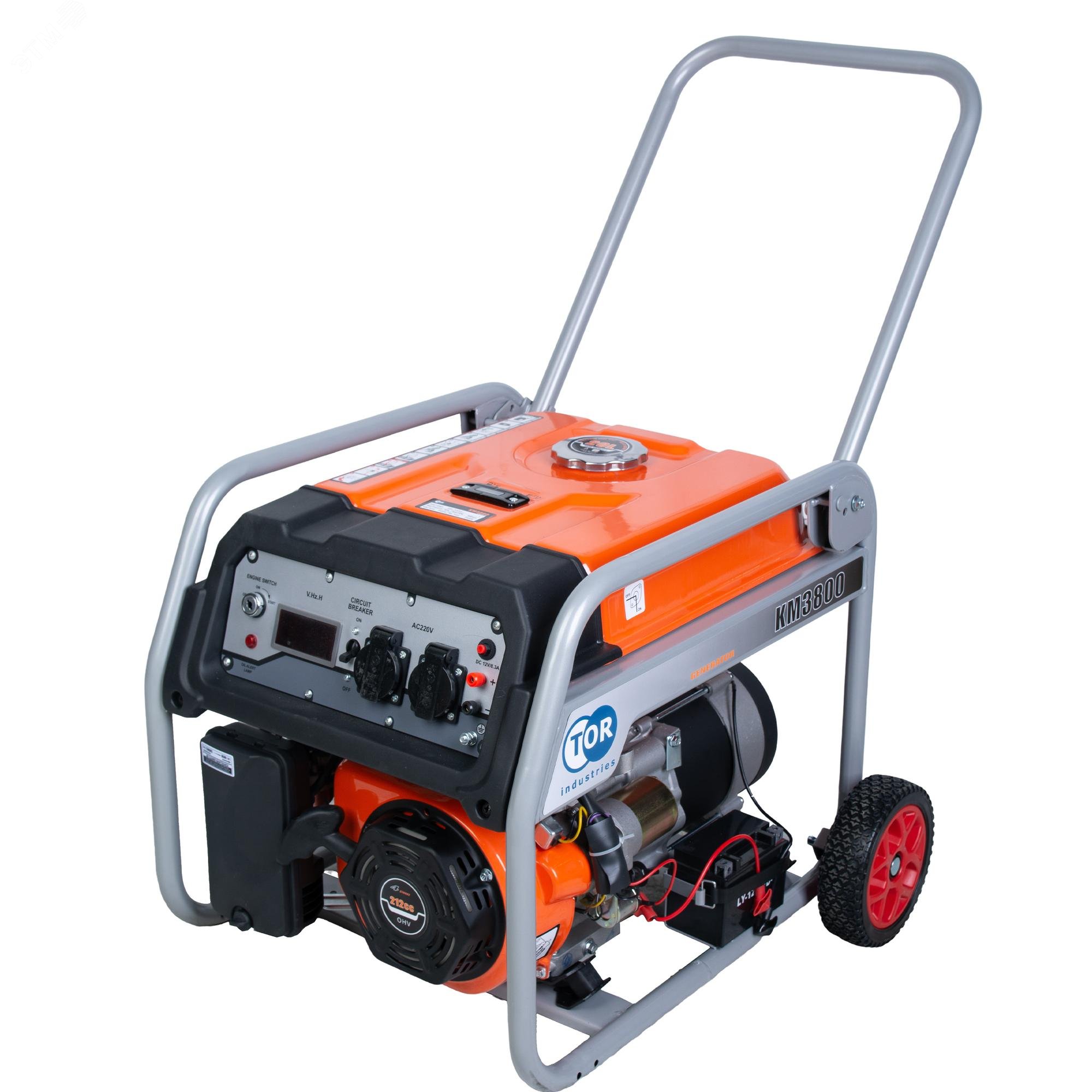 Изображение товара Генератор бензиновый KM3800H 2,5 кВт 220В 16 л с электростартером и колесами (шт)