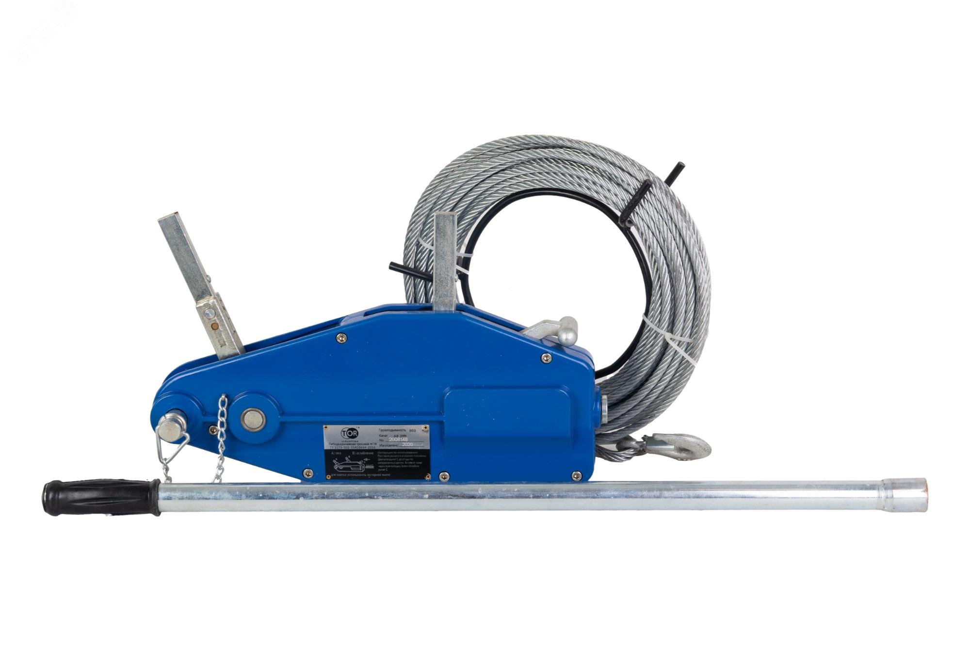 Изображение товара Лебедка рычажная тросовая МТМ 800 0,8 т 20м TOR ручная грузовая