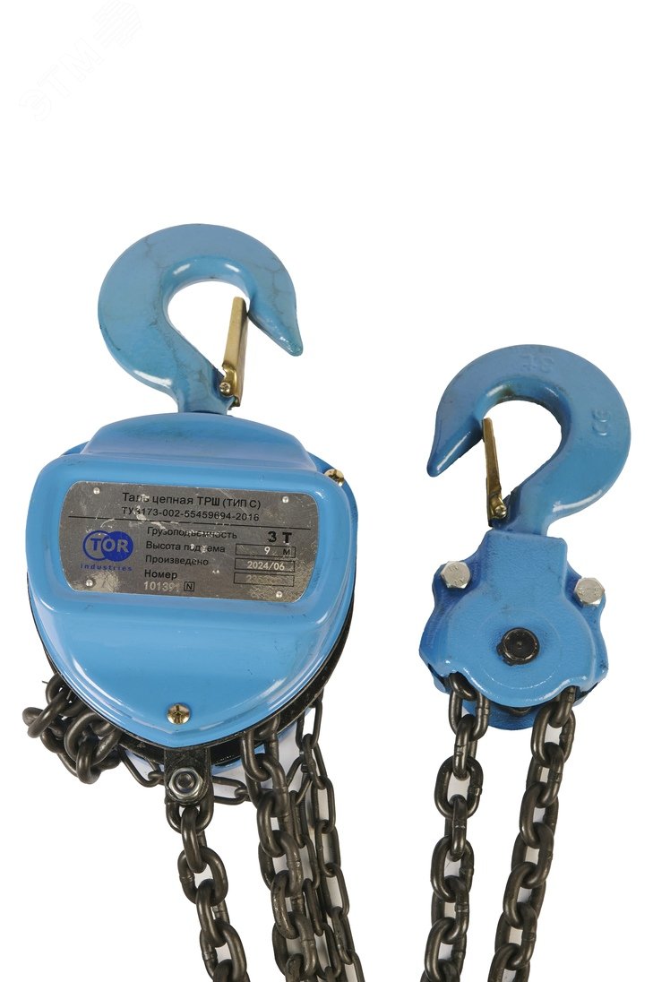 Изображение товара Ручная шестеренная таль TOR ТРШ C 3ТХ9М модель N 3000 кг 9 м