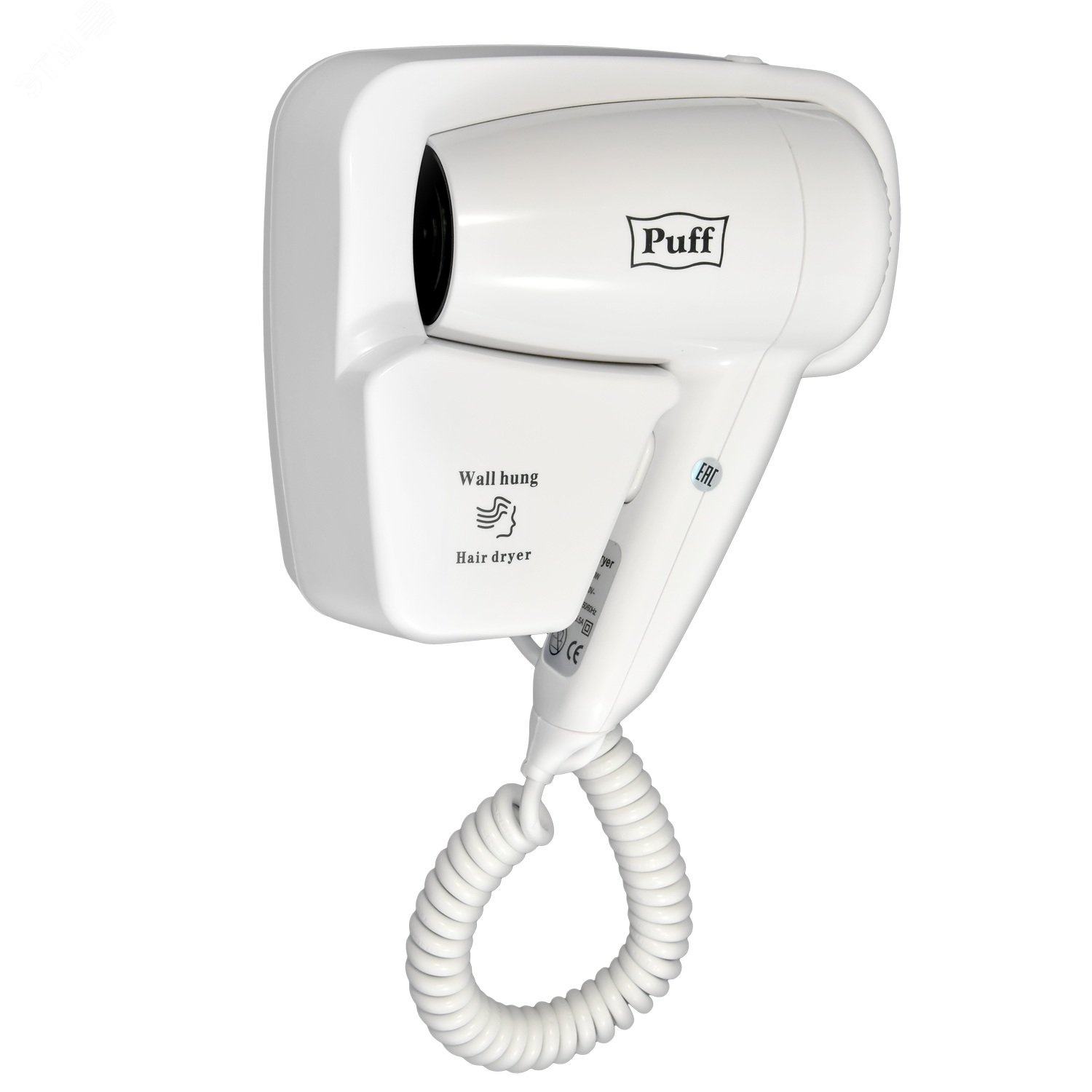 Изображение товара Настенный фен для волос Puff-1200 1.2 кВт белый простая модель