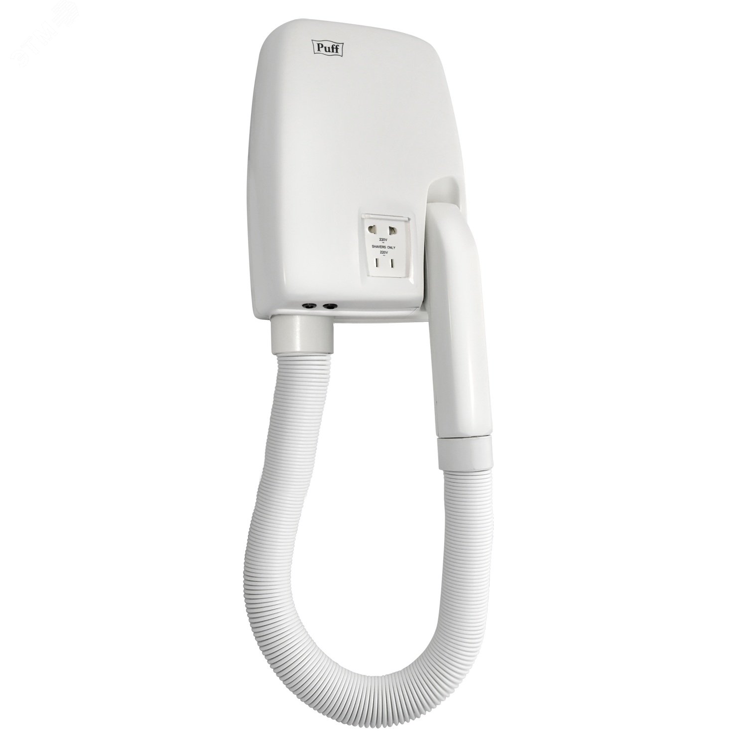 Изображение товара Настенный фен для волос Puff-850B с гибким шлангом 220В белый