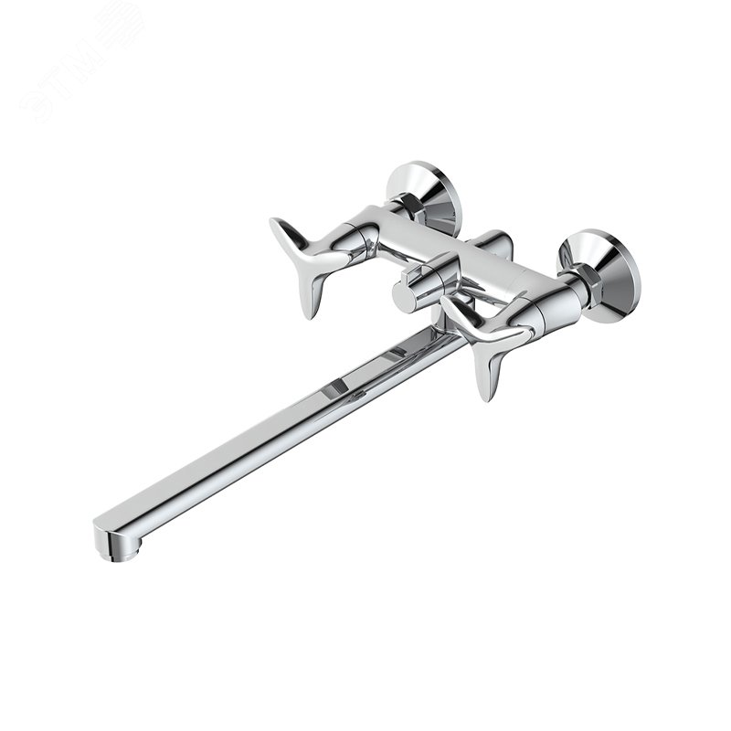 Изображение товара Двухзахватный смеситель для ванны с длинным изливом и керамическим дивертором IDDIS