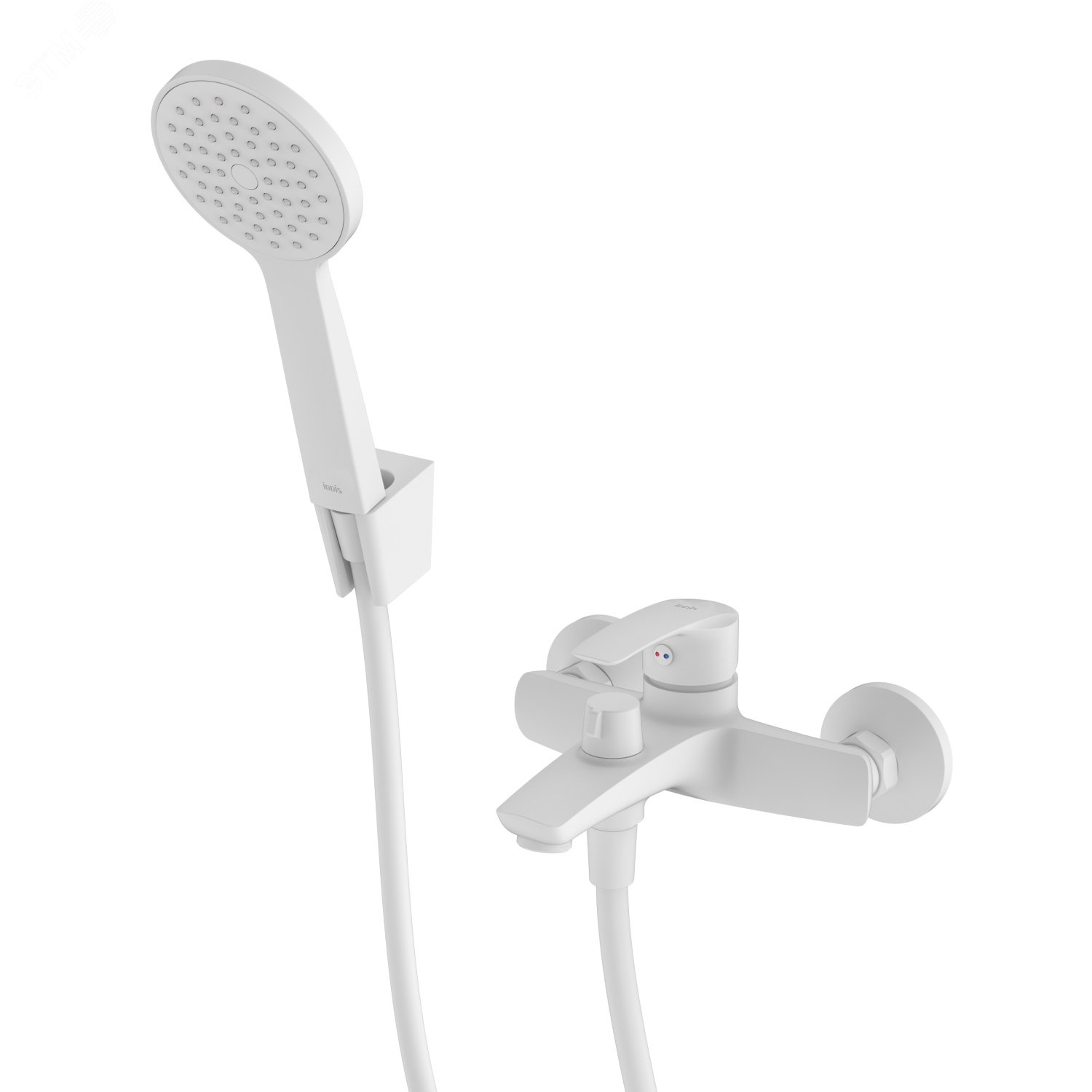 Изображение товара Смеситель для ванны белый матовый Ray компактный короткий излив