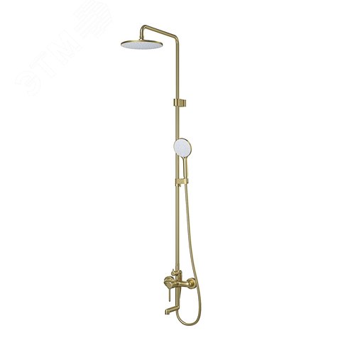 Изображение товара Душевая система с тропическим душем и изливом зол отой матовый Aiger (шт)