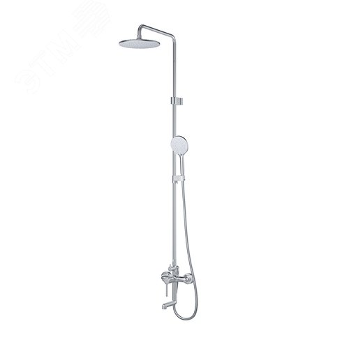 Изображение товара Душевая система с тропическим душем и изливом хром глянцевый Aiger (шт)