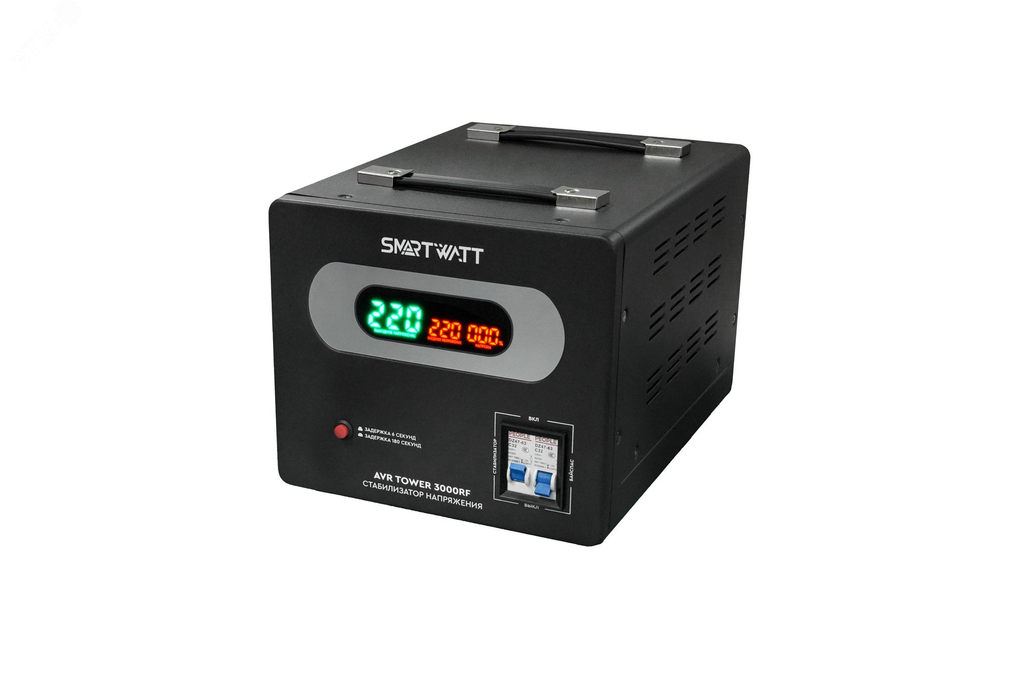 Изображение товара Напольный стабилизатор напряжения 3 кВА серия TOWER с защитой и дисплеем