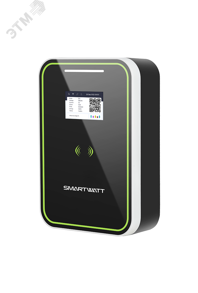 Изображение товара Зарядная станция для электромобиля SMARTWATT EVC, 22 кВт, бытовая, переменный ток, 3 фазы 380 В 32 А, кабель 5 метров TPU Type2, IP54 (шт)