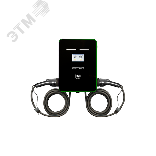 Изображение товара Зарядная станция для электромобиля SMARTWATT EVC, 44 кВт, коммерческая OCPP 1.6J, переменный ток, 3 фазы 380 В, два поста по 22 кВт 32 А, кабели по 5 метров, коннекторы Type2, IP54 (шт)