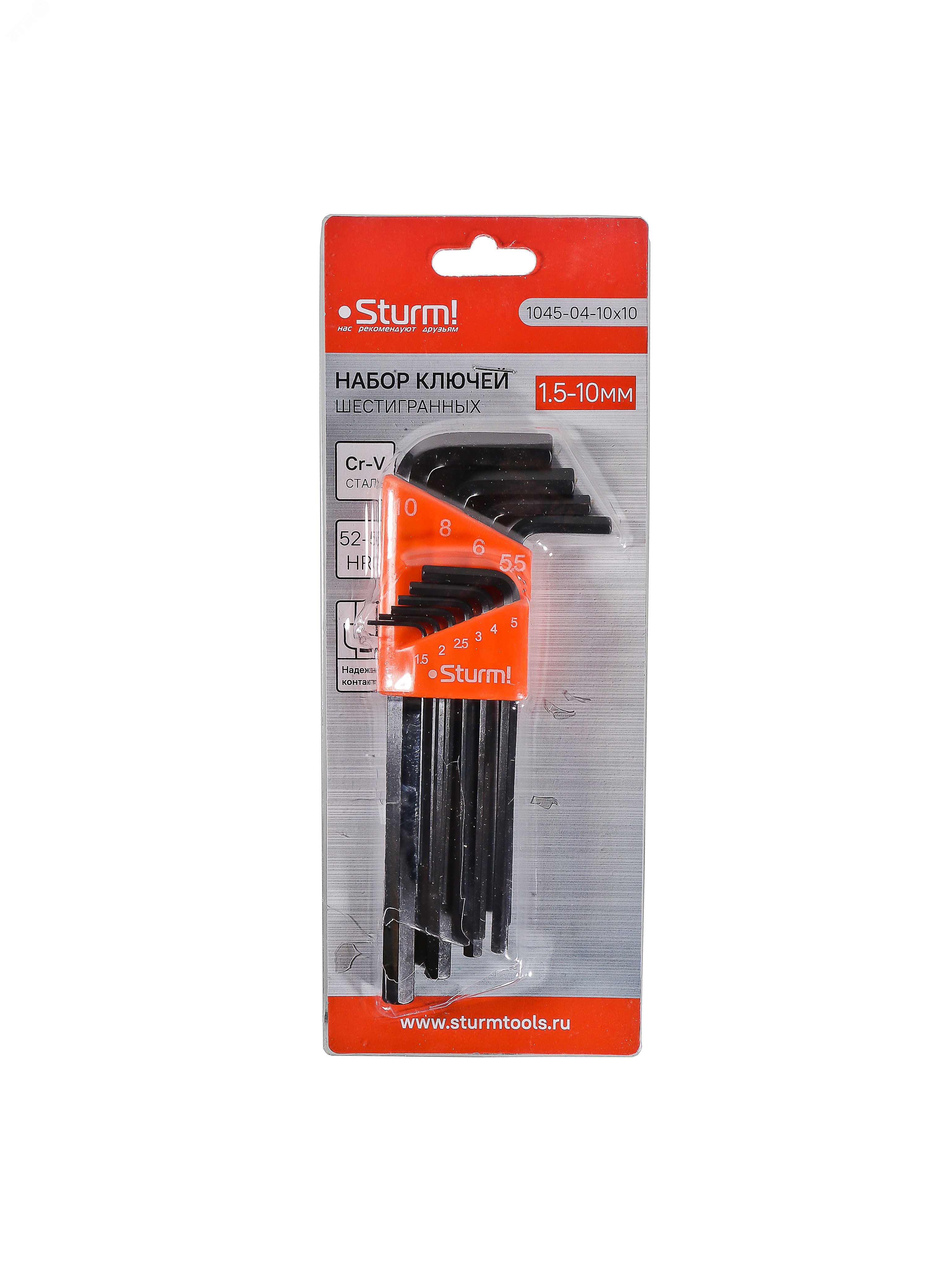 Изображение товара Набор шестигранных ключей Sturm в кейсе 1.5-10 мм, 10 шт
