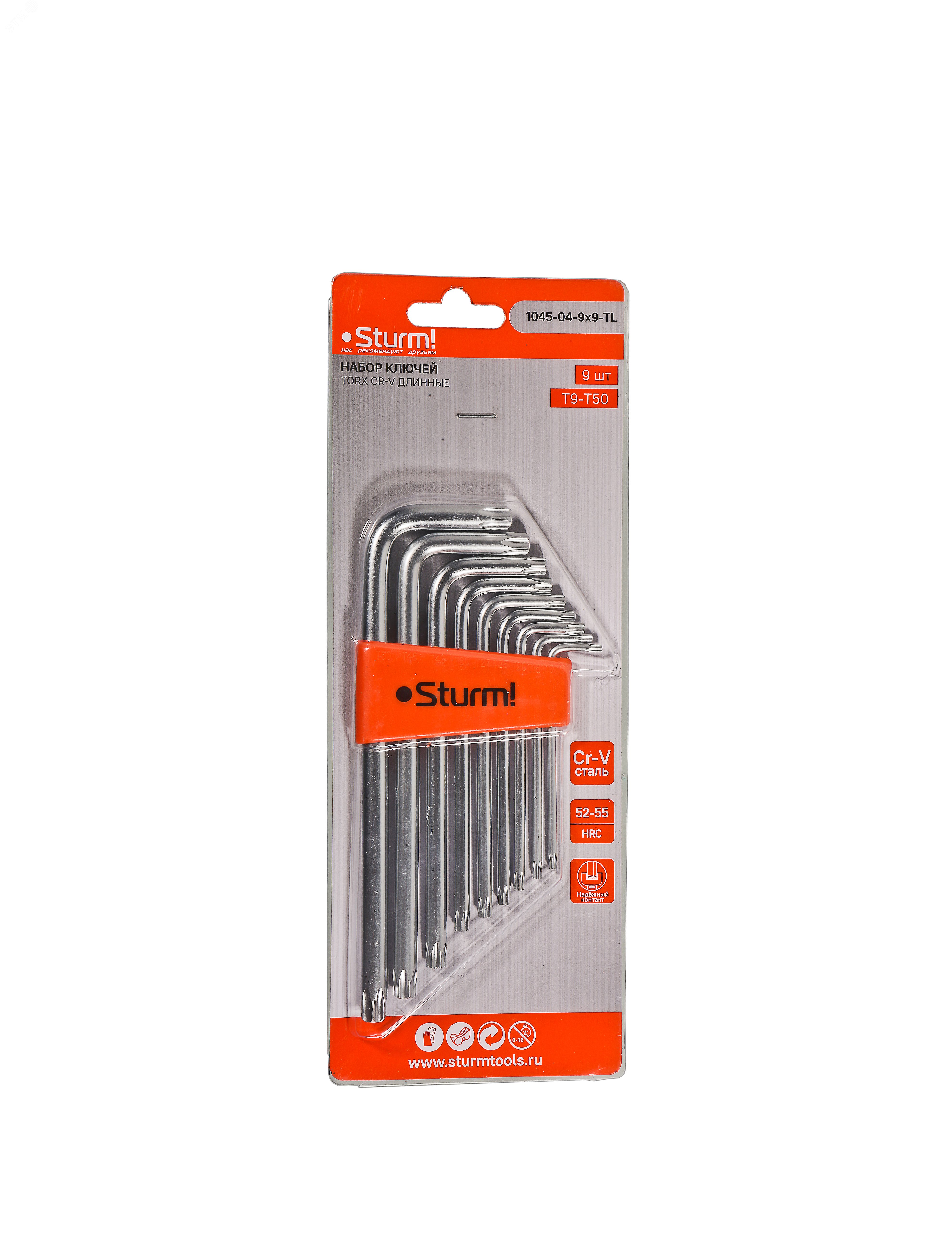 Изображение товара Набор ключей Torx Cr-V T9-T50 длинные Sturm 9 шт инструментальная сталь