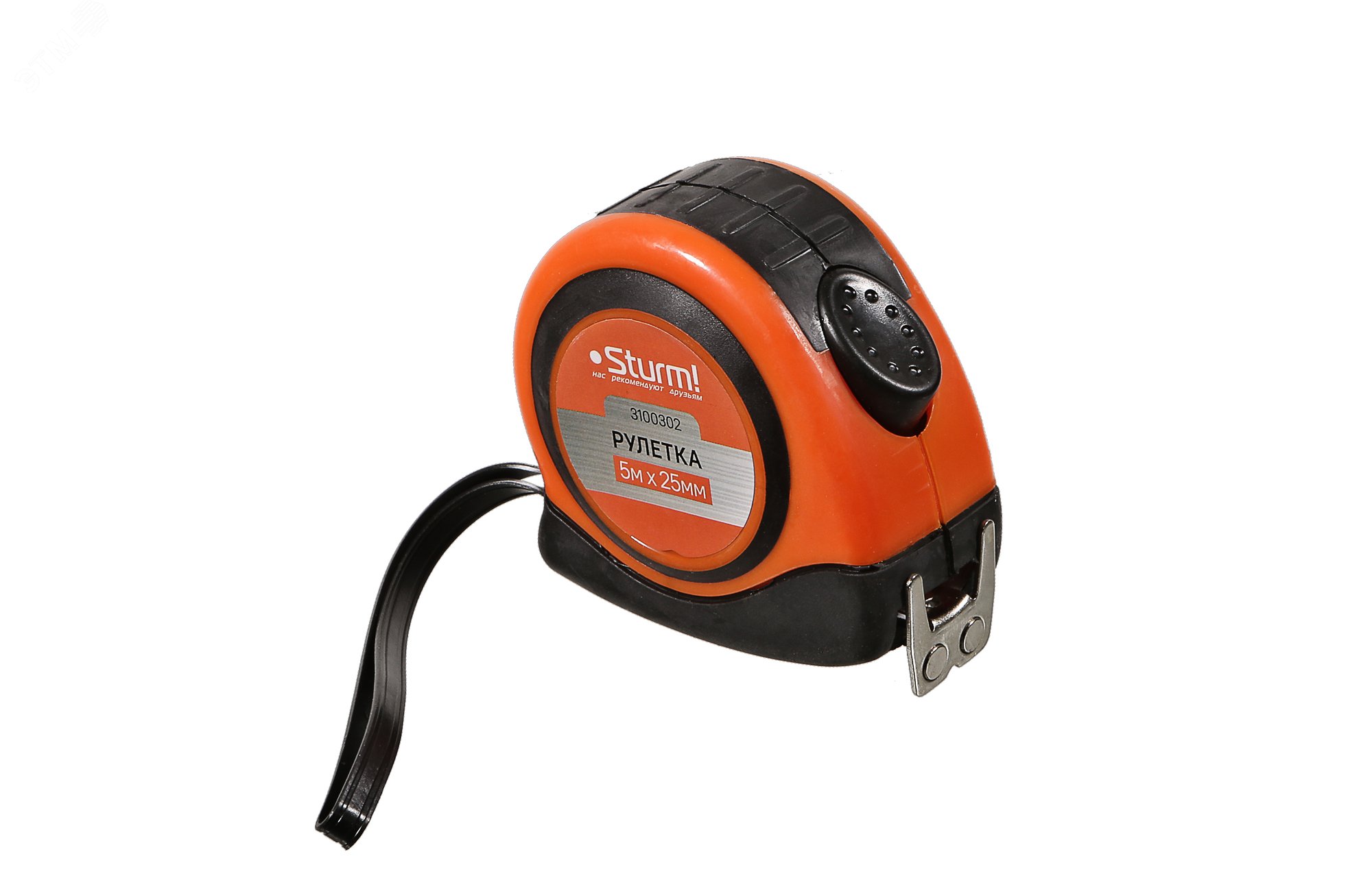 Изображение товара Рулетка Sturm 5м с двухсторонней шкалой усиленный магнитный зацеп прочный корпус