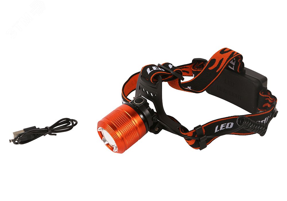 Изображение товара Фонарь налобный аккумуляторный 200лм T6 светодиод функция зум 3 режима (шт)