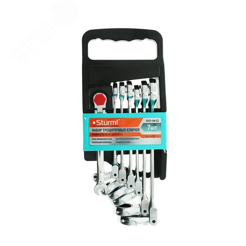 Изображение товара Набор ключей 7 шт с трещоточным механизмом в пластиковом кейсе (шт)